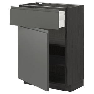 METOD / MAXIMERA Base cabinet with drawer/door, black/Voxtorp dark grey, 60x37 cm