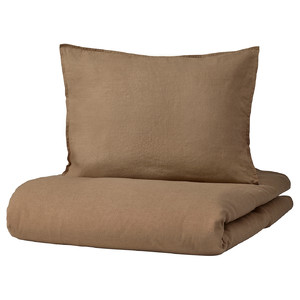 DYTÅG Duvet cover and 2 pillowcases, dark beige, 200x200/50x60 cm