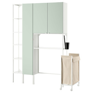 ENHET Storage combination, white/pale grey-green, 80x32x204 cm