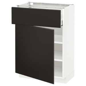 METOD / MAXIMERA Base cabinet with drawer/door, white/Kungsbacka anthracite, 60x37 cm