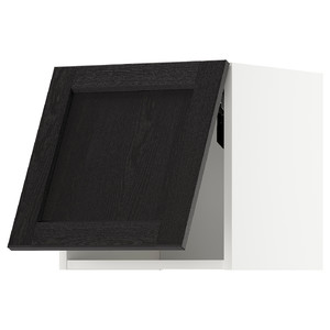 METOD Wall cabinet horizontal w push-open, white/Lerhyttan black stained, 40x40 cm