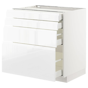 METOD / MAXIMERA Base cab 4 frnts/4 drawers, white/Voxtorp high-gloss/white, 80x60 cm