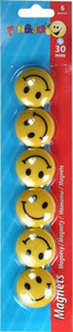 Magnets Smiley 30mm 6pcs, random colours