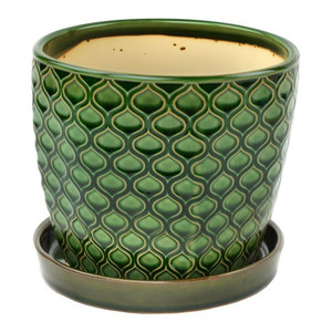 Plant Pot with Saucer 12 cm, green