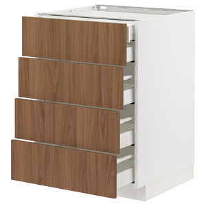 METOD / MAXIMERA Base cb 4 frnts/2 low/3 md drwrs, white/Tistorp brown walnut effect, 60x60 cm