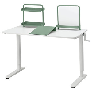 RELATERA Desk combination sit/stand, white/light grey-green, 117x60 cm