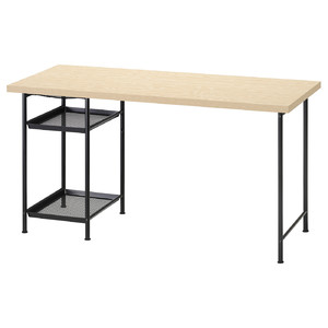 MITTCIRKEL / SPÄND Desk, lively pine effect/black, 140x60 cm