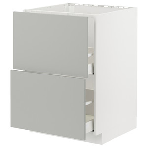 METOD / MAXIMERA Base cab f sink+2 fronts/2 drawers, white/Havstorp light grey, 60x60 cm