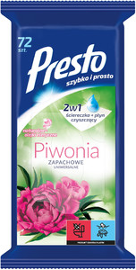 Presto Universal Wet Cleaning Wipes 2in1 Peony 72pcs