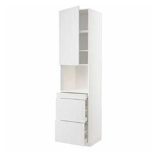 METOD / MAXIMERA Hi cab f micro combi w door/3 drwrs, white/Stensund white, 60x60x240 cm