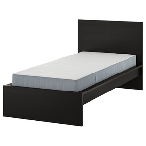 MALM Bed frame with mattress, black-brown/Vesteröy medium firm, 90x200 cm