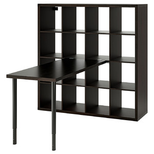 KALLAX / LAGKAPTEN Desk combination, black/black-brown, 147x159x147 cm