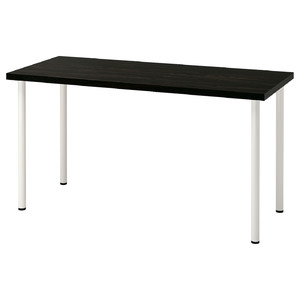 LAGKAPTEN / ADILS Desk, black-brown/white, 140x60 cm