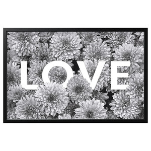 BJÖRKSTA Picture and frame, flower love/black, 118x78 cm