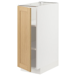 METOD Base cabinet with shelves, white/Forsbacka oak, 30x60 cm