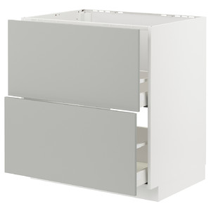 METOD / MAXIMERA Base cab f sink+2 fronts/2 drawers, white/Havstorp light grey, 80x60 cm