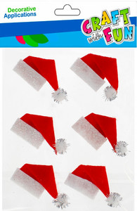 Craft Christmas Self-Adhesive Decoration Set Santa Hat 6pcs