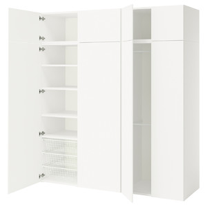 PLATSA Wardrobe with 8 doors, white/Fonnes white, 200x57x221 cm