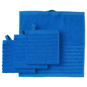 VÅGSJÖN Washcloth, bright blue, 30x30 cm, 4 pack