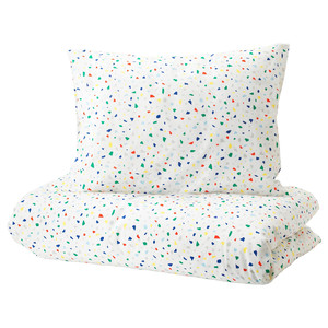 MÖJLIGHET Quilt cover and pillowcase, white, patterned, 150x200/50x60 cm