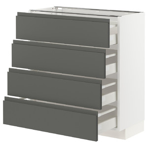 METOD / MAXIMERA Base cab 4 frnts/4 drawers, white, Voxtorp dark grey, 80x37 cm