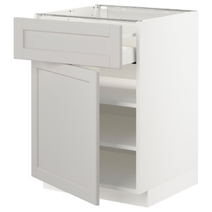 METOD / MAXIMERA Base cabinet with drawer/door, white/Lerhyttan light grey, 60x60 cm