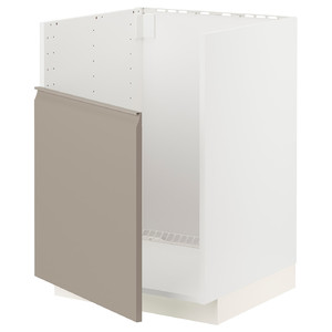 METOD Base cabinet f BREDSJÖN sink, white/Upplöv matt dark beige, 60x60 cm