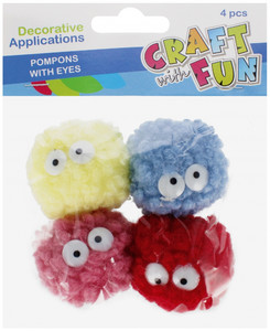 Pompoms with Eyes 4pcs