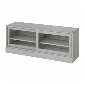 HAVSTA TV bench with plinth, grey, 160x47x62 cm