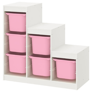 TROFAST Storage combination, white/pink, 99x44x94 cm