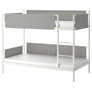 VITVAL Bunk bed frame, white, light grey, 90x200 cm