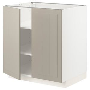METOD Base cabinet with shelves/2 doors, white/Stensund beige, 80x60 cm