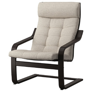 POÄNG Armchair, black-brown/Gunnared beige