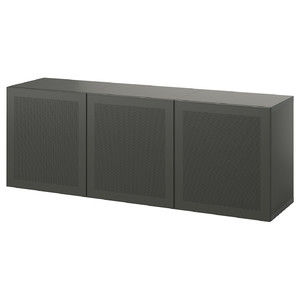 BESTÅ Wall-mounted cabinet combination, dark grey/Mörtviken dark grey, 180x42x64 cm