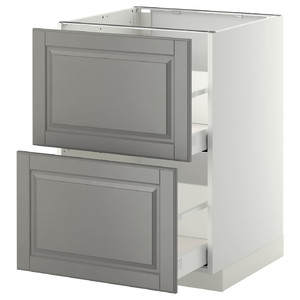 METOD / MAXIMERA Base cb 2 fronts/2 high drawers, white, Bodbyn grey, 60x60 cm