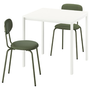 MELLTORP / ÖSTANÖ Table and 2 chairs, white white/Remmarn deep green, 75 cm