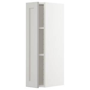 METOD Wall cabinet with shelves, white/Lerhyttan light grey, 20x80 cm