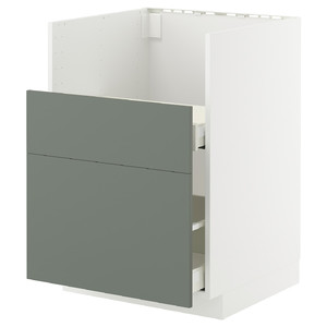 METOD / MAXIMERA Base cab f TALLSJÖN sink, white/Nickebo matt grey-green, 60x60 cm