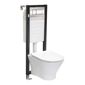 Roca Concealed WC System with Rimless Bowl & Soft-Close Toilet Seat Nexo Slim