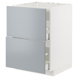 METOD / MAXIMERA Base cab f hob/int extractor w drw, white/Veddinge grey, 60x60 cm