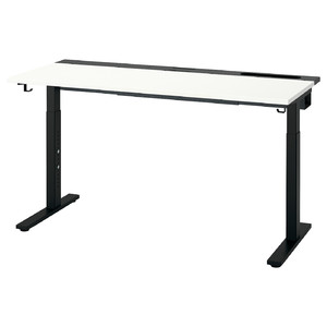 MITTZON Desk, white/black, 140x60 cm
