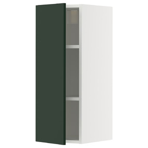 METOD Wall cabinet with shelves, white/Havstorp deep green, 30x80 cm