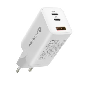 everActive Wall Charger EU Plug USB/USB-C QC4+ 65W, white