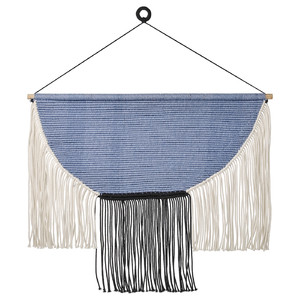 HÄNGALM Hanging tapestry, beige black/light lilac-blue, 85x60 cm