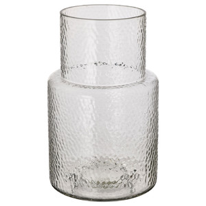 KONSTFULL Vase, clear glass/patterned, 26 cm