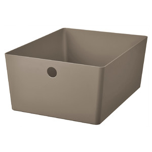 KUGGIS Box with lid, dark grey-beige, 18x26x8 cm