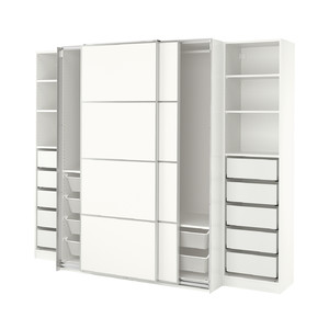 PAX / MEHAMN Wardrobe, white/double sided white, 250x66x201 cm