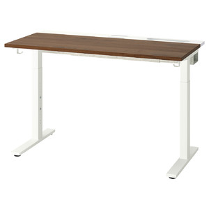 MITTZON Desk, walnut veneer/white, 120x60 cm