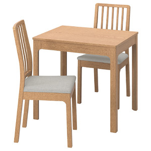 EKEDALEN / EKEDALEN Table and 2 chairs, oak oak effect/Orrsta light grey, 80/120 cm
