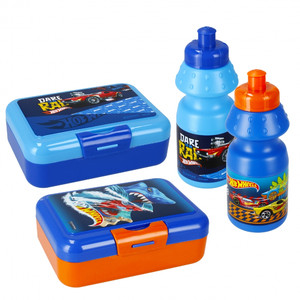 Lunch Box & Water Bottle Set Hot Wheels, 1 set, assorted designs